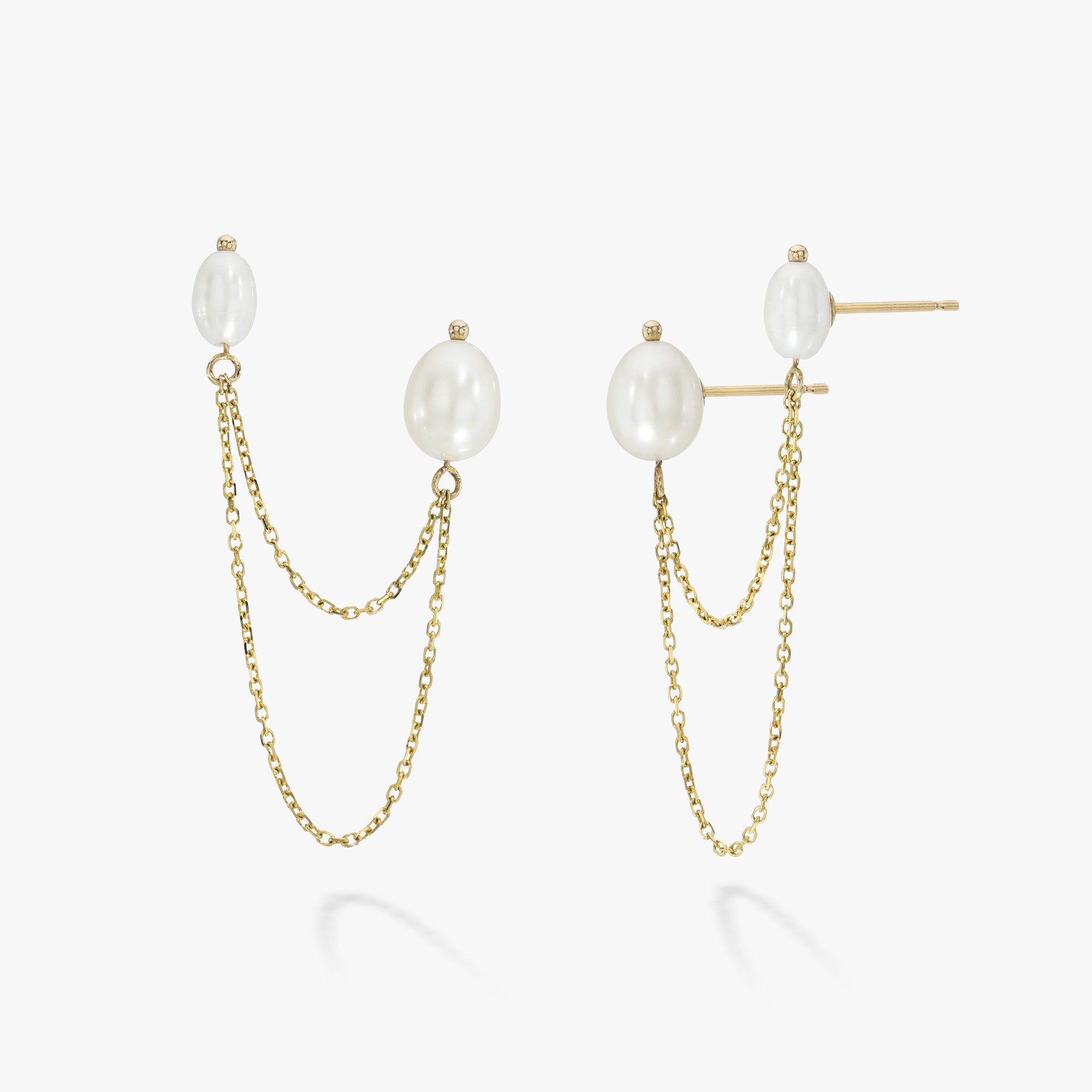 Bella Chained Stud Earring, White